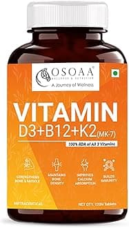 Vitamin D3 K2 MK7 Supplement - 120 Tablets | Vitamin D3 (600 IU) | Promotes Calcium Absorption, Bone Health, Muscle Strength & Immunity | Plant Based Vitamin D3- Lichen Source