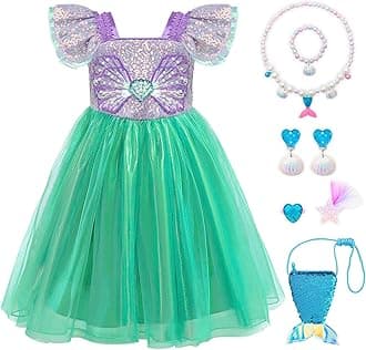 VORLITS Little Girls Mermaid Costume Dress for Girls Princess Costume Dressed Up Party with Accessories