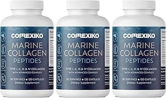 Marine Collagen Supplement Pills - 1800mg Hydrolyzed Collagen Peptides per Serving with Added Hyaluronic Acid, Vitamin C & Minerals - for Hair, Skin & Nails - 360 Capsules 3 Month Supply