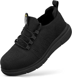 FitVille Slip on Steel Toe Shoes for Men Wide Composite Toe Work Shoes for Men Puncture Proof
