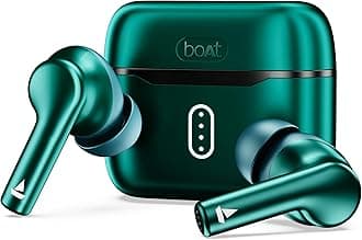Boat Airdopes 141 Pro Buds, 13mm Drivers, Metallic Finish, 60HRS Battery, 4Mics ENx, Fast Charge, IPX5, v5.3 Bluetooth Earbuds, TWS Ear Buds Wireless Earphones with mic (Martian Green)