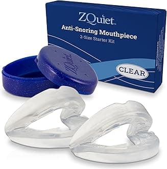ZQuiet, Anti-Snoring Mouthpiece, Starter Pack with 2 Sizes, Living Hinge & Open Front Design for Comfort & Easy Breathing, Clear