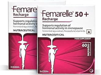Femarelle 50+ Recharge | Dietary Food Supplement | Regulates Hormonal Activity in Menopause | Controls Mood Swings and Hot Flashes | Decreases Anxiety – 60 Capsules (Pack of 1) (Pack 2)