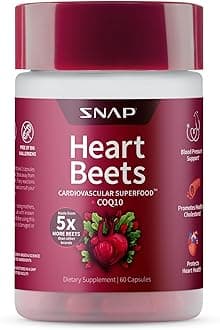 Heart Beets Capsules with CoQ10, Cardiovascular Support Supplement for Men & Women, Superfood Made with 5X More Beets, Heart Health, Circulation & Cholesterol Support, 60 Capsules
