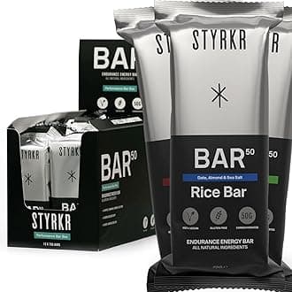 Styrkr BAR50 Energy Bars - Pack of 12 Rice Bars for Cycling & Running - Mixed Flavours Pack - Approved by Endurance Athletes - 50g of Carbs via Advanced Dual-Carb Formulation - 12x Pack