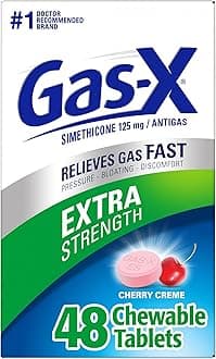 Extra Strength Chewable Gas Relief Tablets with Simethicone 125 mg, Cherry - 48 Count