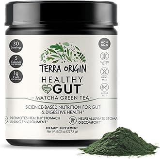 Healthy Gut Matcha Green Tea | 30-Servings with L-Glutamine, Zinc, Glucosamine, Slippery Elm Bark and More!