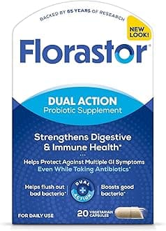 Florastor Probiotics for Digestive & Immune Health, 20 Capsules, Probiotics for Women & Men, 1 Probiotic Worldwide, Flush Out Bad Bacteria & Boost The Good with Our Strain Saccharomyces boulardii