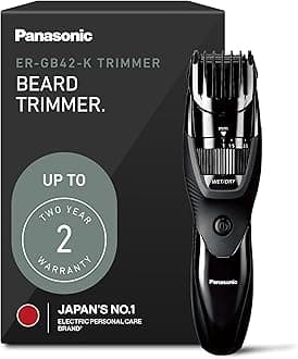 Panasonic Cordless Beard Trimmer for Men with Precision Dial, 19 Adjustable Length Settings, Rechargeable Battery, Washable - ER-GB42-K (Black)