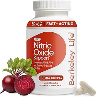 Berkeley Life Nitric Oxide Support Supplement - Nitric Oxide Booster for Men & Women - Blood Flow & Circulation with Beet Root Powder to Support Energy, Heart Health & Healthy Blood Pressure- 60 Count