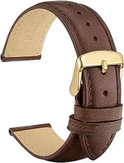 WOCCI Vintage Leather Watch Straps with Clasp Gold, Replacement Strap for Men and Women, Watch Strap 14 mm, 16 mm, 18 mm, 19 mm, 20 mm, 21 mm, 22 mm