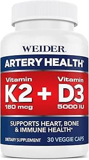 Artery Health - Artery Flexibility & Heart Health - with Vitamin K2, D3 & Ginger - Bone & Immune Support* - Gluten Free & Vegan - 30 Veggie Capsules