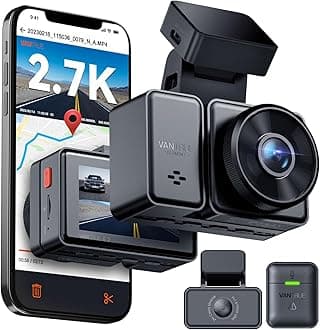 E2 Dash Cam Front and Rear, 2.7K Upgrade Rear Cam, Dual STARVIS, 2.7K + 2.7K Dash Camera for Cars, Voice Control, WiFi, GPS, Night Vision, 24H Parking Mode, G-Sensor, 2.45" IPS, Support 512GB