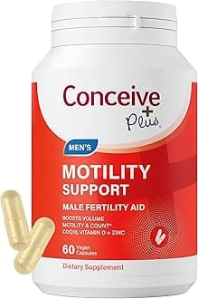 CONCEIVE PLUS Motility Support for Men | Boost Sperm Volume & Count | Spermidine Supplements with Vitamin D, E, Zinc, Antioxidants – Multivitamin Fertility Supplements for Men, 60 Caps
