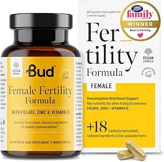 Bud Female Fertility Supplements for Women - Trying to Conceive Vitamins for Women with Folate (Folic Acid), Zinc, Vitamin D and Inositol - Conception Vitamins (60 Capsules)