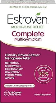 Estroven Complete Multi-Symptom Menopause Supplement for Women, 28 Ct., Clinically Proven Ingredient Provide Menopause Relief & Night Sweats & Hot Flash Relief* Drug-Free & Non-GMO