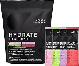 Hydrate Electrolytes Powder Packets - Sugar-Free & Naturally Flavored with Vitamins, Minerals, and Coconut Water - Supports Hydration - 16 Packets - Variety Pack | Sugar-Free, Naturally Flavored, with Vitamins, Minerals, and Coconut Water, Supports Hydration