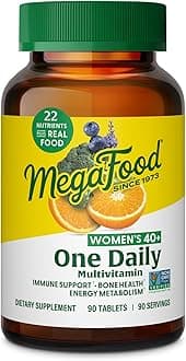 Women's 40+ One Daily Multivitamin for Women with Vitamin B12, Vitamin B6, Vitamin C, Vitamin D, Zinc & Iron - Plus Real Food - Immune Support - Bone Health - Non-GMO - Vegetarian - 90 Tabs
