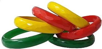 Swara Creations Glass bangles Kada set/Red Green Mehrun color for women (set of 6)