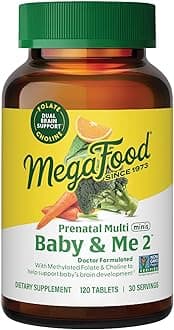 Baby & Me 2 Prenatal Multi Minis - Prenatal Vitamins for Women with Choline & Methyl Folate - Gluten-Free, Vegetarian, Pre Natal Multivitamin for Women – 120 Minis Tablets, 30 Servings