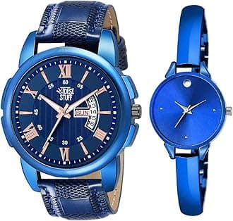 SWADESI STUFFMulti Color Analog Couple Watch for Men and Women - Combo of 2