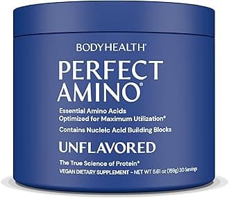 PerfectAmino - BCAA and EAA Powder for Pre and Post Workout - Amino Acid Energy Drink for Men and Women to Support Lean Muscle and Recovery - Unflavored (Lightly Sweetened) - 30 Servings