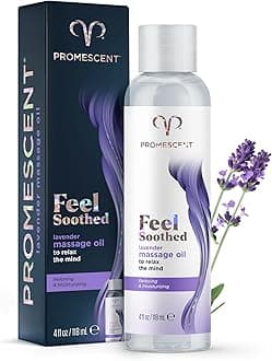 Promescent Lavender Massage Oil with Essential Oils, Relaxing Full Body Therapy for Men & Women to Relieve Stress & Sore Muscles, Soothing Scent (4 oz)