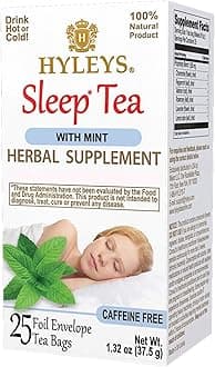 Hyleys Caffeine-Free Herbal Tea - Mint, Rosemary, Valerian Root, Lavender - 25 Tea Bags (1 Pack) - Calm Sleep Tea for a Relaxing Nightly Cup