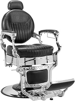 Winado Heavy Duty Vintage Recline Barber Chair Hydraulic with Headrest, Supports up to 550lbs & 360°Rotatable, Professional Salon Beauty Spa Shampoo Equipment (Thickened Cushion)