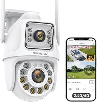 5G/2.4G WiFi Outdoor Security Camera, Wireless PTZ Dual Lens, 360° View, AI Human Tracking, Color Night Vision, 24/7 Recording, Two-Way Audio, Cloud & SD Card Storage