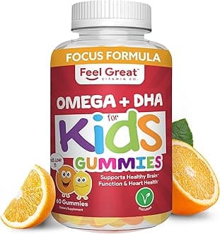 Feel Great 365 Vitamin Co. Complete DHA Gummies for Kids | with Omega 3 6 9 + DHA, Vitamin C | Supports Healthy Brain Function, Vision & Heart Health | Gluten Free, Vegetarian & Non-GMO | 60 Gummies