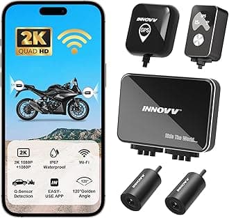 K7 Motorcycle Dash Cam Front and Rear with EIS Anti-Shake 2K + 2K@30FPS or 1080P + 1080P@60 FPS Motorbike Camera, GPS, Wi-Fi, 24Hrs G-Sensor, Waterproof Motorcycle Camera Support 512 GB Max