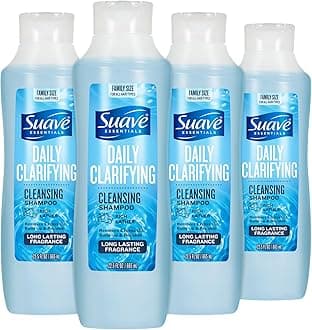 Suave Clarifying Shampoo, Family-Size 4-Pack – pH-Balanced & Hypoallergenic Daily Deep Cleansing Shampoo for Normal to Oily Hair, 22.5 Oz Ea