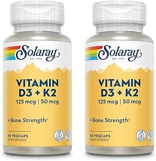 Vitamin D3 + K2 | D & K Vitamins for Calcium Absorption and Support for Healthy Cardiovascular | 60 CT | 2 pk