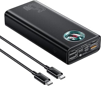 BaseusPower Bank 30000mAh, 65W PD USB C Fast Battery Pack Charger, 5 Output Port Portable Charger Battery for iPhone 11, MacBook, iPad Pro, Laptop, Samsung, Nintendo Switch and More (Black)