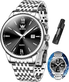 Mens Watch Stainless Steel Analog Quartz Watches for Men Day Date Easy Read Diamond Waterproof Dress Luxury Classic Casual Big Face Blue/Black/Gold/Silver Roman Arabic Numerals Men's Wrist Watch