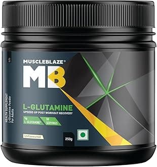 L-Glutamine Powder, Unflavoured (50 Servings, 250g)| Post Workout Recovery | 5g Glutamine