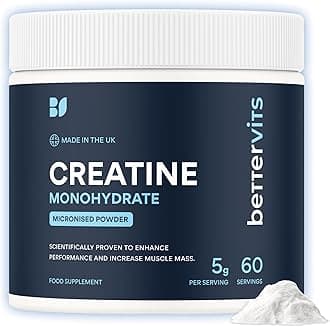 – Creatine Monohydrate Powder | Ideal for Muscle Growth & Recovery - Unflavoured Creatine 5g | 100% Pure Micronised Creatine Powder | Supports Strength Performance | 60 Servings