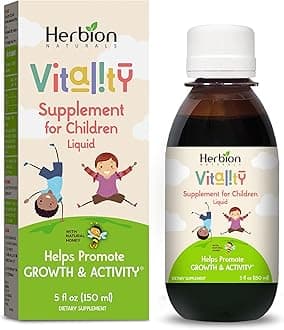HERBION Naturals Vitality Supplement for Children, Promotes Growth and Appetite, Relieves Fatigue, Improves Mental & Physical Performance, for Kids 1 Year & Above, 5 Fl Oz (Pack of 1)