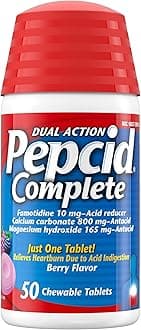Pepcid Antacid Chewable Tablets for Heartburn, Relief Berry Flavor - 50 Count