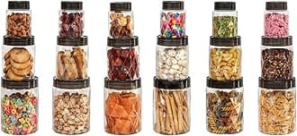 CELLO Diamond Kitchen Storage Containers with Lids, Set of 18 (6 x 300ml, 6 x 650ml, 6 x 1200ml), Clear | Stackable | For Grains, Pulses, Spice, Cereal, Cookies, Dry Fruits | Fridge Storage Container