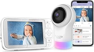HUBBLE CONNECTED Nursery Pal Glow+ Smart Baby Monitor with 5" Parent Unit and Wi-Fi Viewing via Free App – 7-Color Night Light, Sleep Trainer, Remote Pan Tilt Zoom, 2-Way Talk, Infrared Night Vision