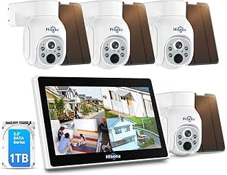 【10 Channels+1TB HDD】Hiseeu 4MP Solar Wireless Security Camera System,WiFi CCTV Camera System with Solar Panel, 4x 4MP Battery Operated Outdoor Security Camera, Motion Detection, Color Night Vision