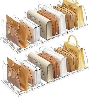 Adjustable Shelf Divider for Closet, 2 Pack Clear Purse Organizers for Closet Acrylic Handbag Separators Storage Organizer Bookshelf Separator Dividers in Bedroom, Office