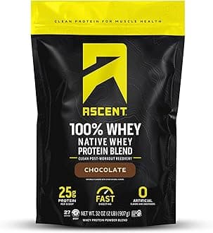 - 100% Whey Protein Powder - Post Workout Whey Protein Isolate, Zero Artificial Flavors & Sweeteners, Gluten Free, 5.5g BCAA, 2.6g Leucine, Essential Amino Acids, Chocolate 2 lb