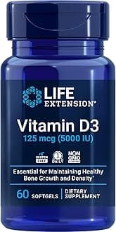 Life Extension Vitamin D3, 5000 IU, 60 Softgels, 60ct (Package May Vary)