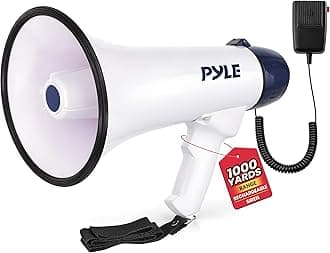 Pyle 40W Bullhorn Megaphone Speaker, 1,000-Yard Range with Rechargeable Built-in Battery, 10-Second Memory Record, Detachable Handheld Mic, Siren Mode, Portable and Lightweight for Indoor/Outdoor Use