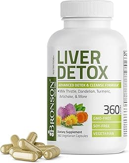 Liver Detox Advanced Detox & Cleansing Formula Supports Health Liver Function with Milk Thistle, Dandelion Extract, Turmeric, Artichoke Leaf & More, Non-GMO, 360 Vegetarian Capsules