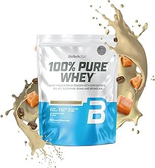 BioTechUSA100% Pure Whey | Protein Powder with BCAA and Glutamine | Gluten-Free, Palm Oil Free | 21g Protein per Serving, 1 kg, Caramel-Cappuccino