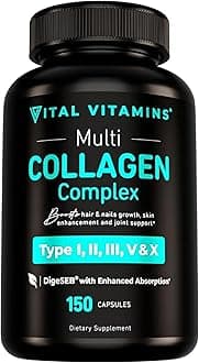 Multi Collagen for Women & Men - Type I, II, III, V, X - Grass Fed, Non-GMO - 150 Capsules